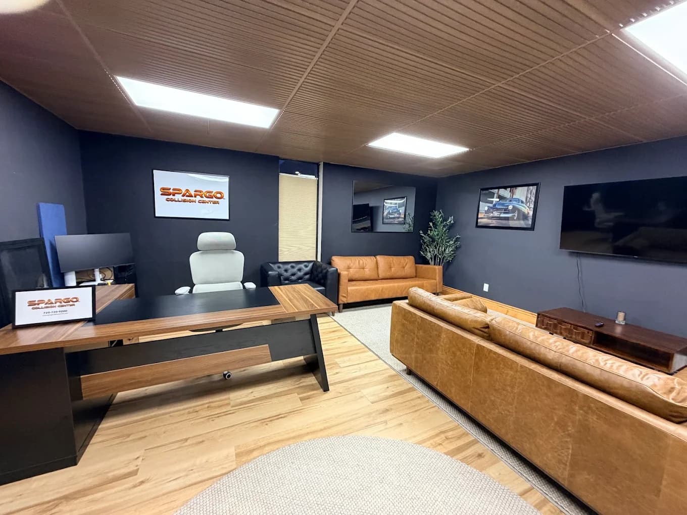 The reception area inside Spargo Collision Center in Denver