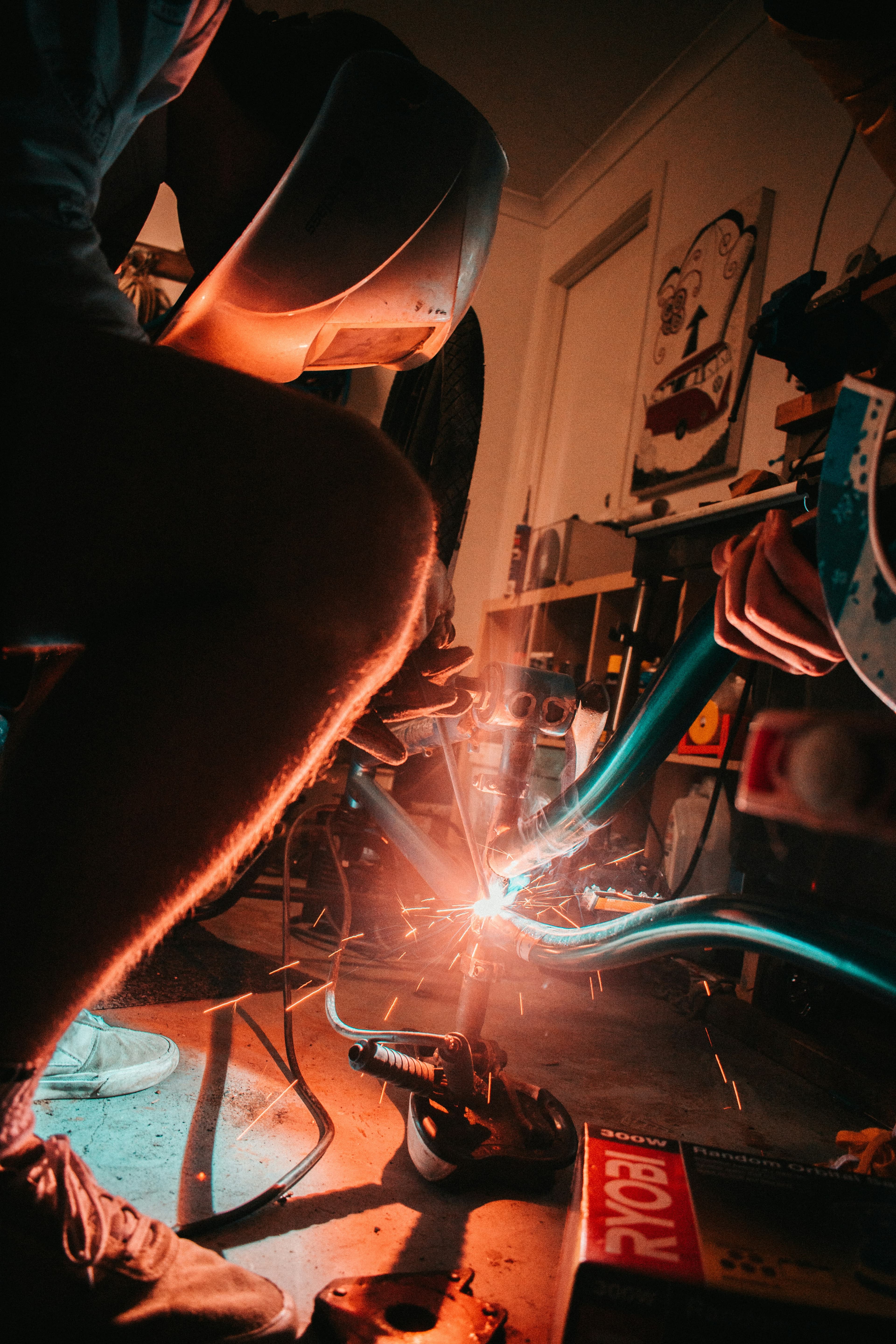 Welding in an auto shop